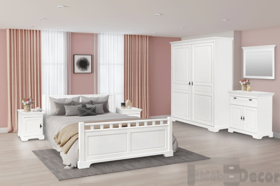 dormitor lemn masiv Cristiana culoare alb