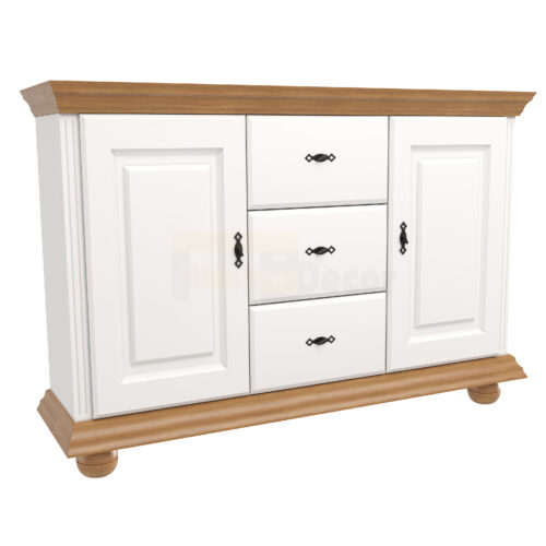 Comoda Select lemn masiv, alb/natur, 1 sertar și 2 uși 103 × 45 × 86.5 cm