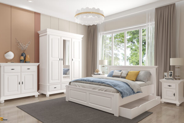 Dormitor Select 2, lemn masiv, alb