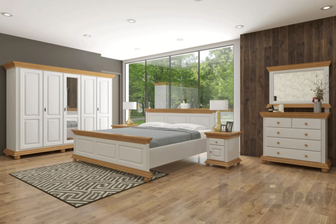 Dormitor Luxus Alb Natur cu dulap cu 5 usi