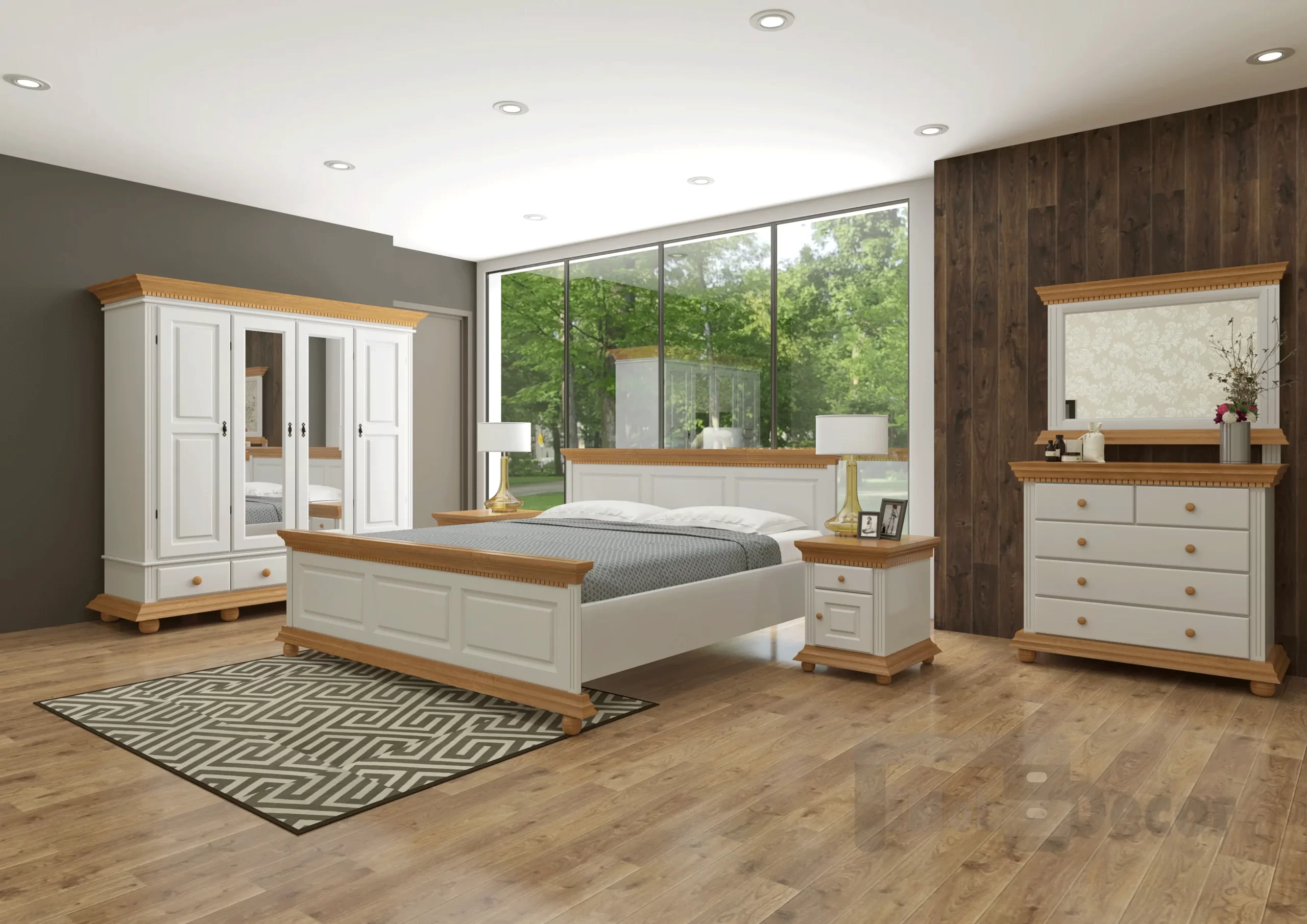 Dormitor Luxus Alb/Natur lemn masiv